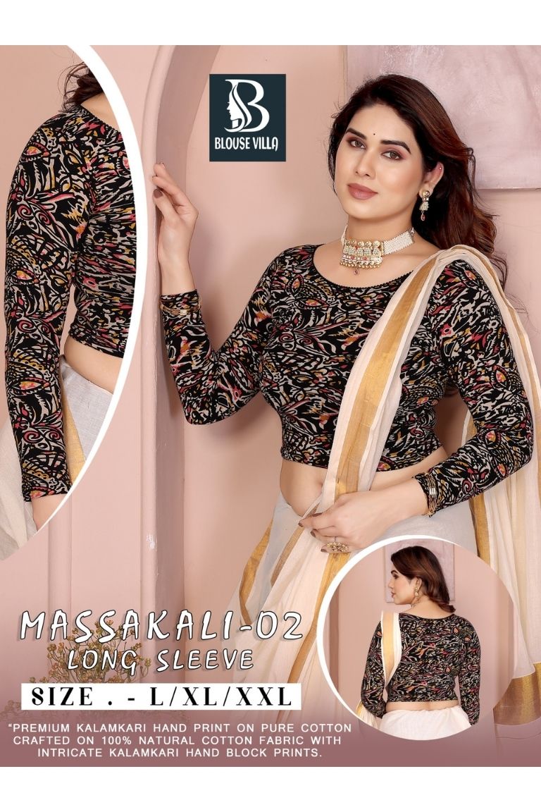 1 Massakali - (Kalamkari hand print) Long Sleeves BlackO