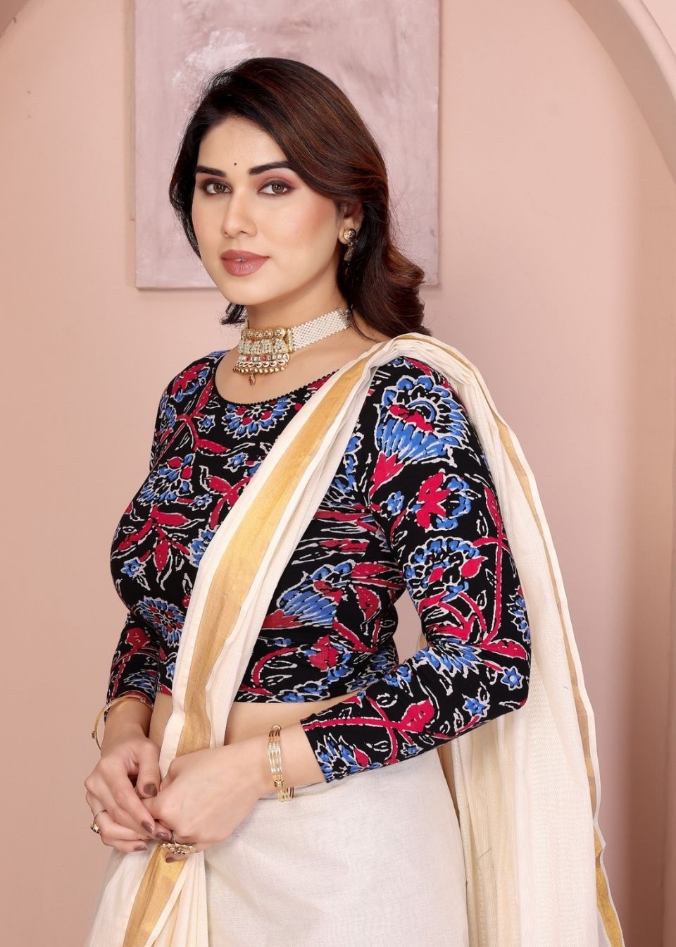 Massakali - (Kalamkari hand print) Long Sleeves BlackB (4)