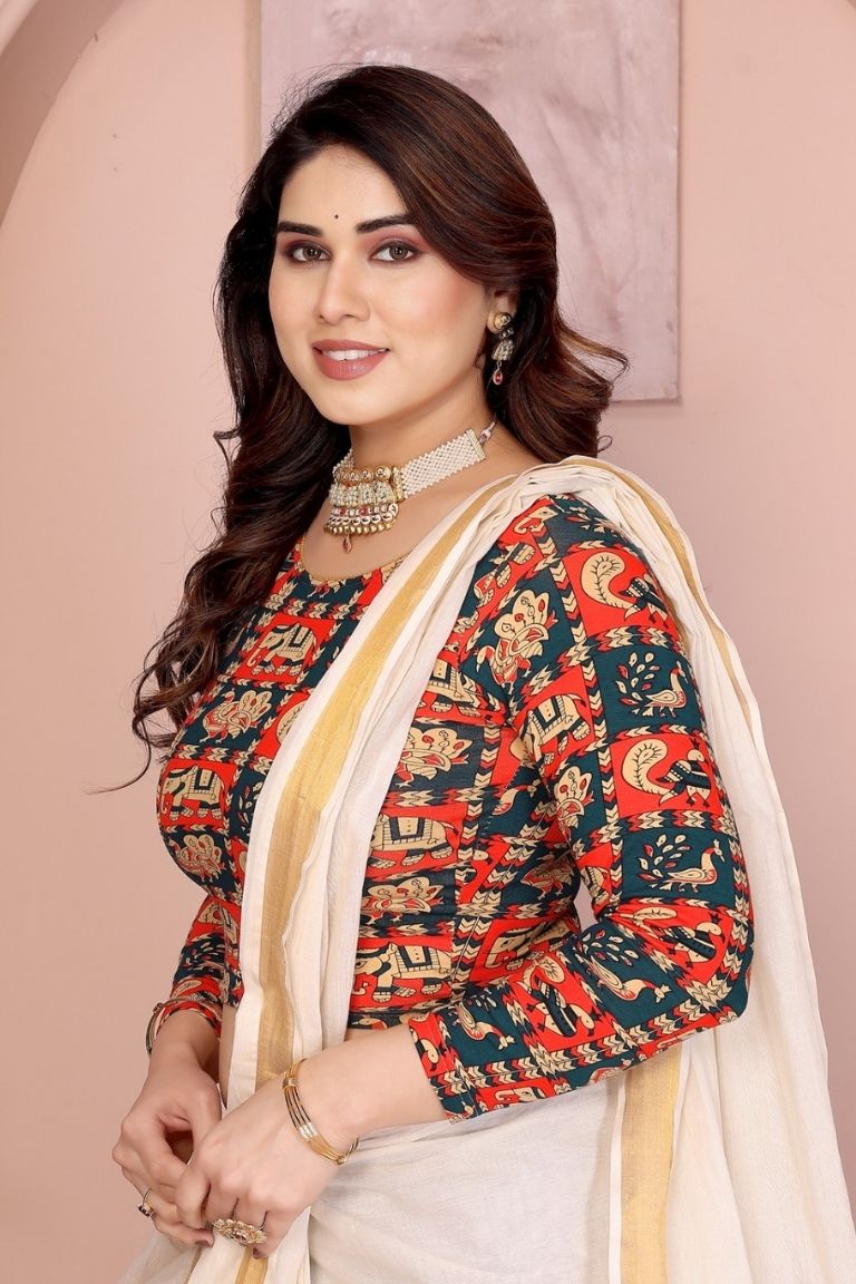 Massakali - (Kalamkari hand print) Long Sleeves Orng (4)