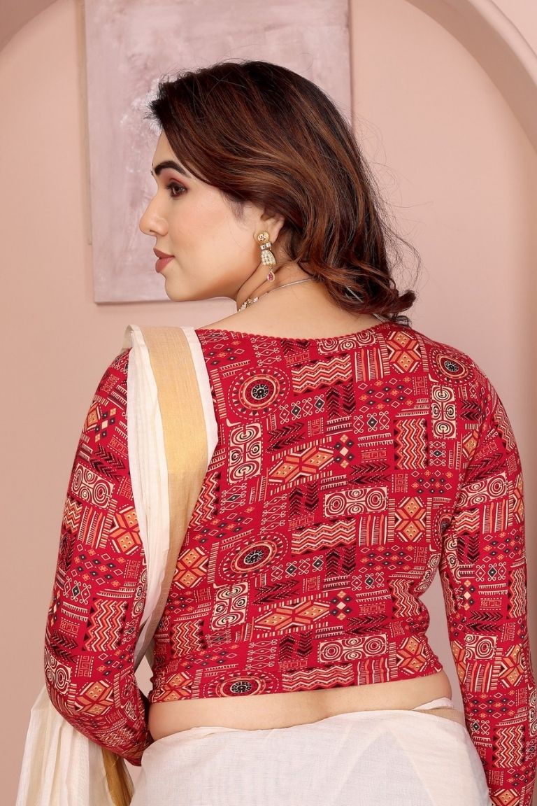 Massakali - (Kalamkari hand print) Long Sleeves red (3)
