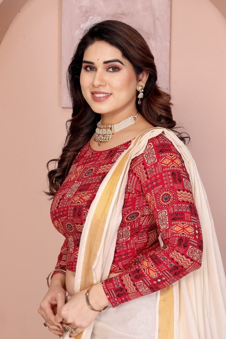 Massakali - (Kalamkari hand print) Long Sleeves red (4)