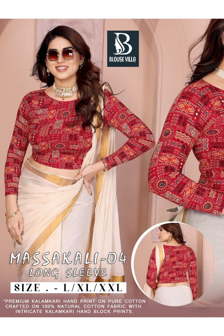 Massakali - (Kalamkari hand print) Long Sleeves red