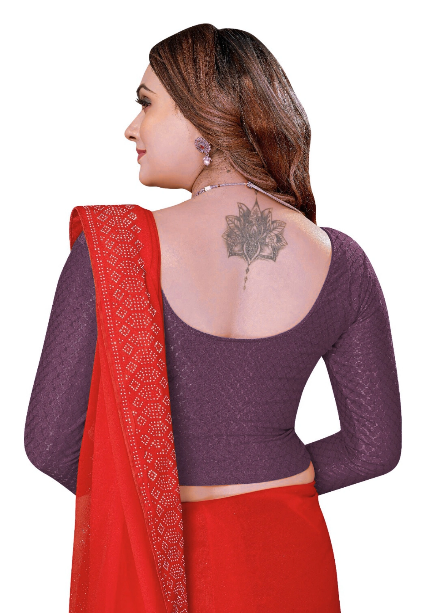 Purple Long Sleeve Pure Cotton Stretchable Blouse (3)