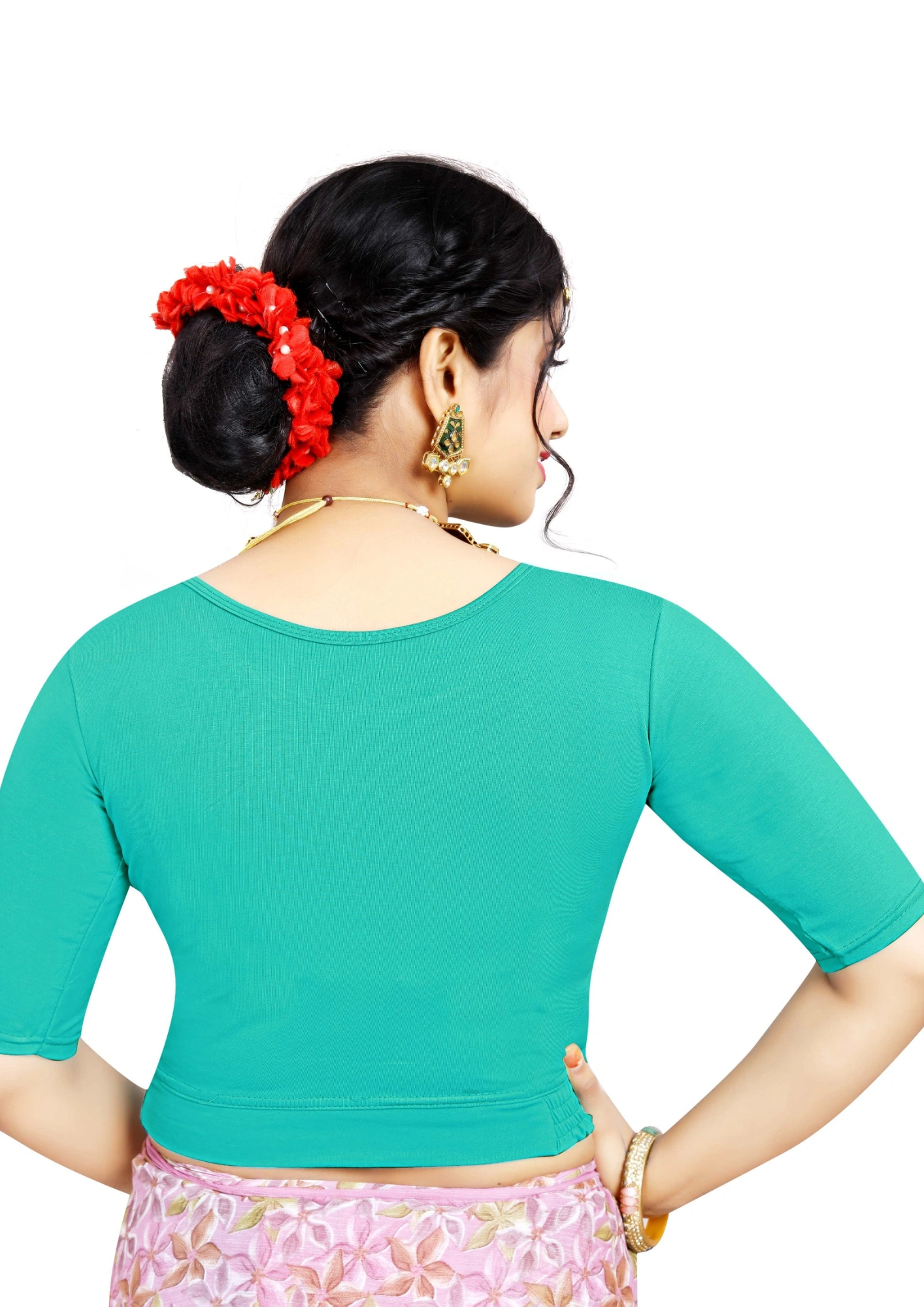 Teal Trishla_ Pure Cotton Lycra Stretchable Blouse (3)