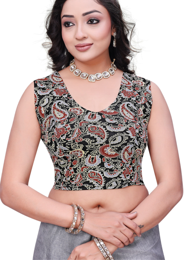 Masakkali Print Cotton Lycra Saree Blouse