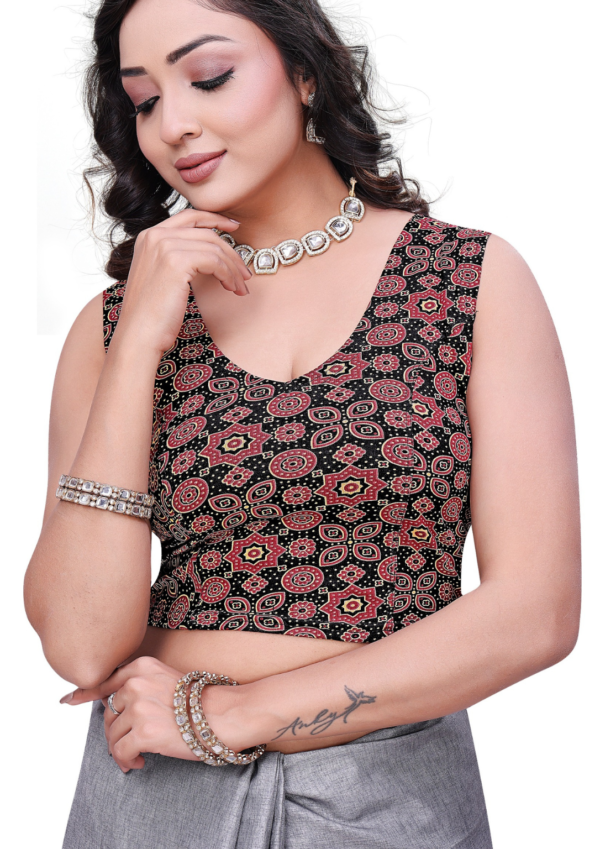 Masakkali Print Cotton Lycra Saree Blouse