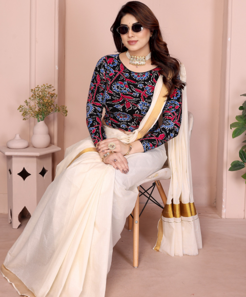 Pure Cotton Kalamkari Hand Block Stretchable Blouse (25)